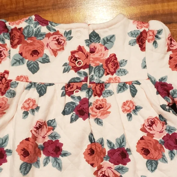 Janie and Jack NWT 0-3 months pink floral quilted footie one piece romper - Picture 5 of 5